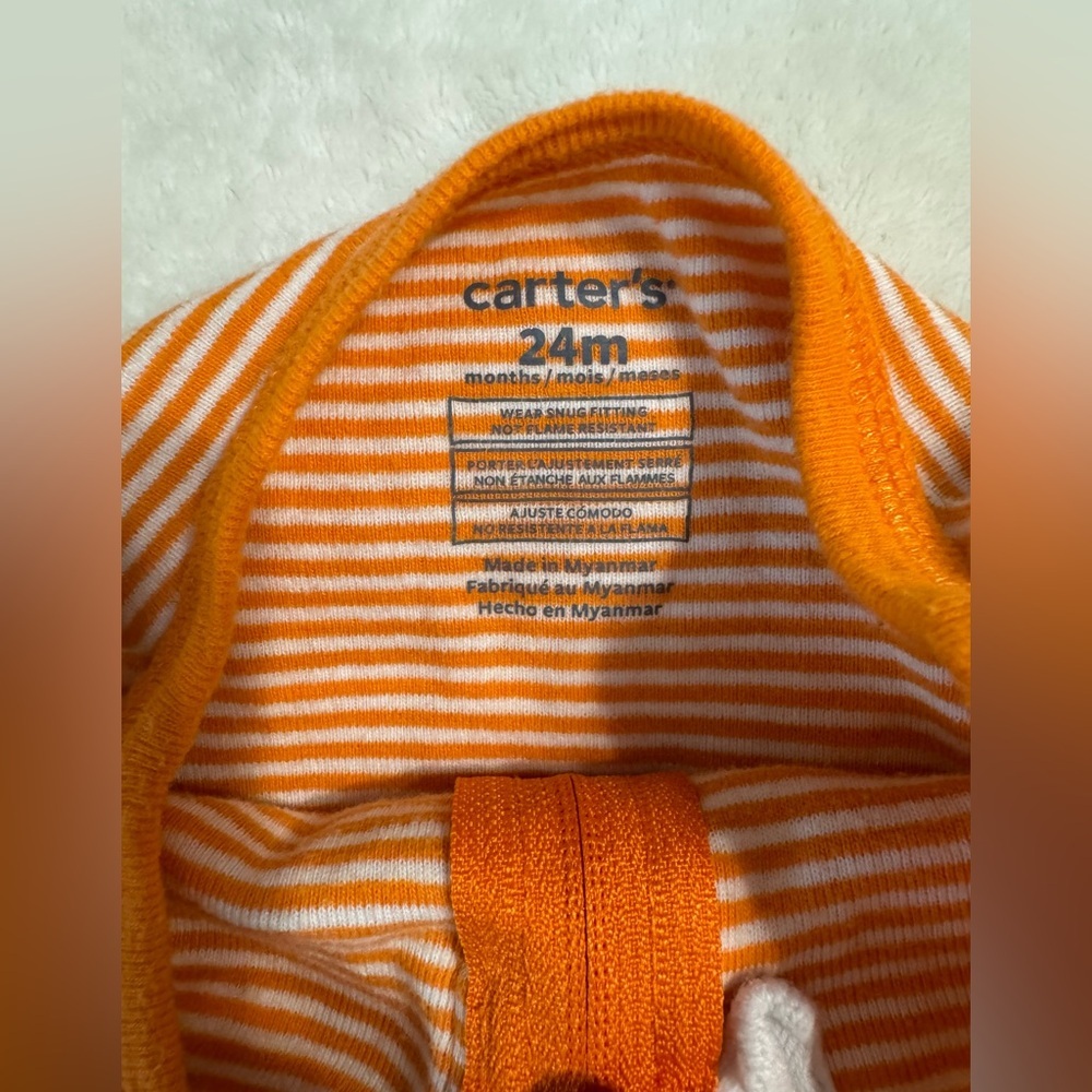 Carter's Halloween Ghost Striped Footed Pajama Sleeper - Picture 2 of 4